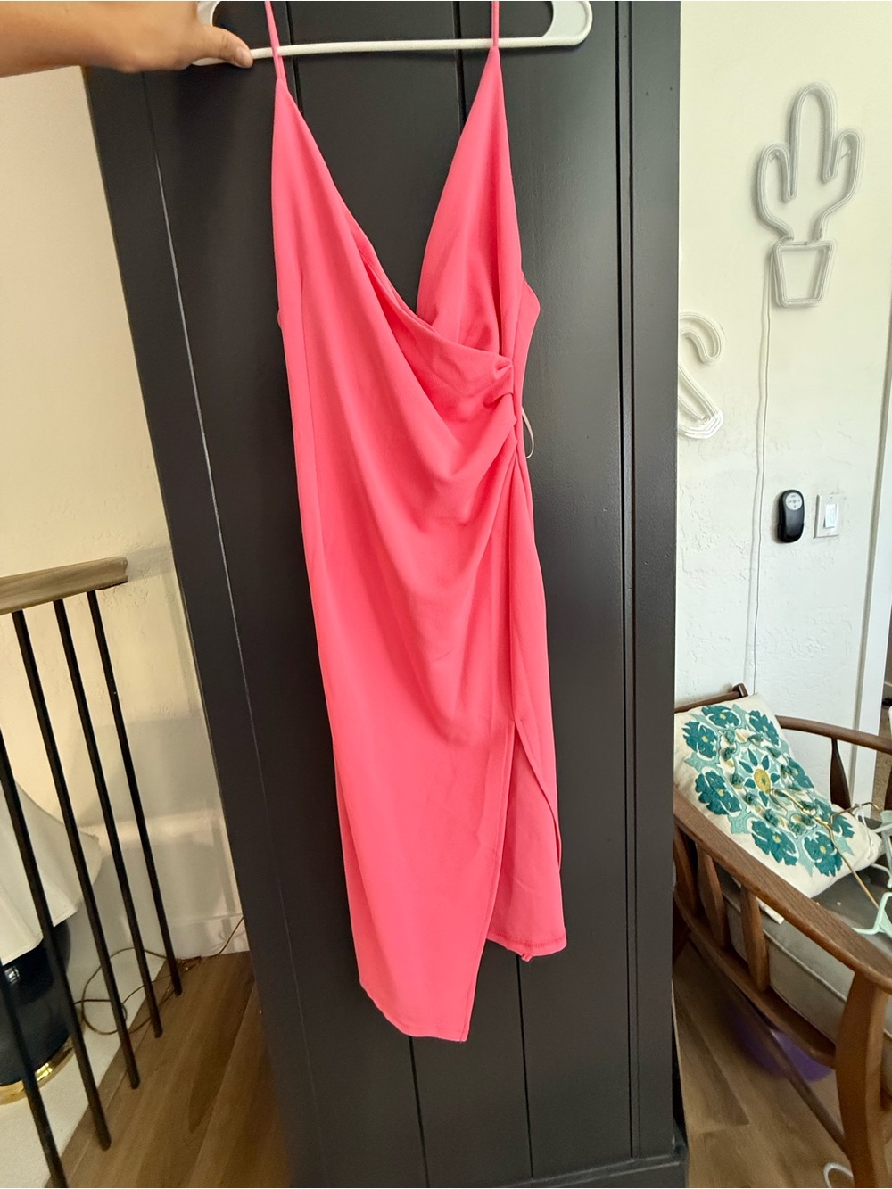 HELLO MOLLY Slip Midi Dress in Bright Pink
